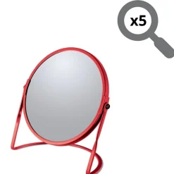 Spirella Miroir grossissant sur pied Acier AKIRA Rouge mat* Miroir Grossissant