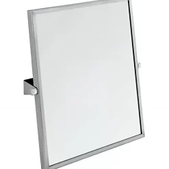 Sanindusa Miroir inclinable de salle de bain PMR normes handicapé inclinaison réglable NewWCCare 60x65 cadre inox brossé