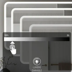 Saniland Miroir LED antibuée 100x60 avec zone grossissante X3 température de couleur réglable