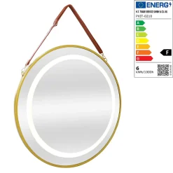 Pro.Tec Miroir LED avec corde Picerno 60 x 60 x 4 cm or* Miroir Lumineux