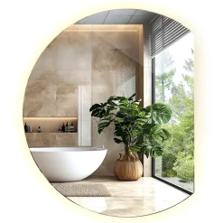 Tulup Miroir LED biseauté 63x70 cm lumière chaude 1 pc* Miroir Lumineux