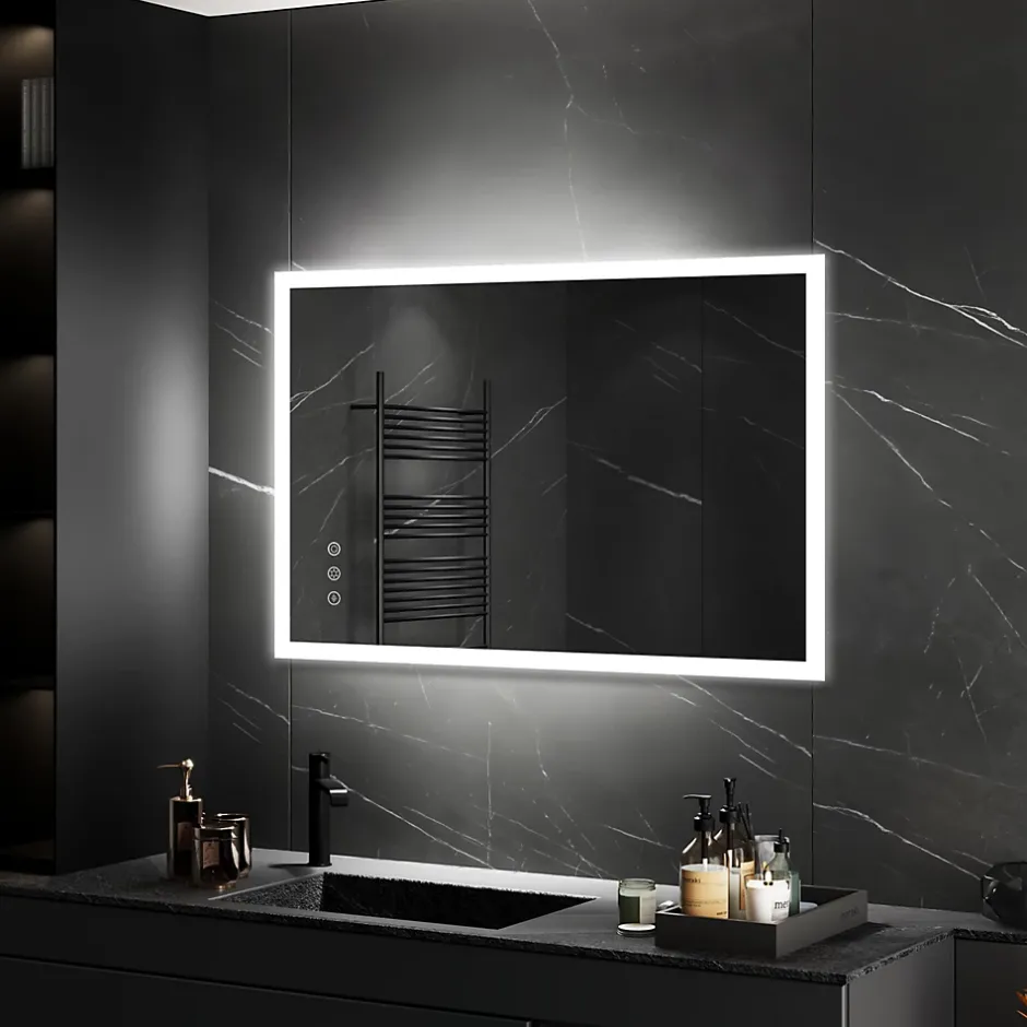 Saniverre Miroir LED lumineux TEMEO 70 x 100 cm (ou 100x70) antibuée + intensité 2100 lms & couleur réglables salle de bain -* Miroir Lumineux