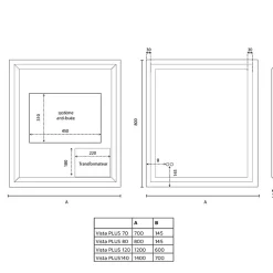 Cuisibane Miroir LED modulable et antibuée VISTA PLUS - 80x80 cm* Miroir Lumineux
