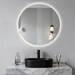 Saniland Miroir LED rond pour salle de bain de diamètre 60cm avec éclairage LED lumière froide* Miroir Lumineux