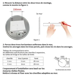 Saniland Miroir LED rond pour salle de bain de diamètre 60cm avec éclairage LED lumière froide* Miroir Lumineux