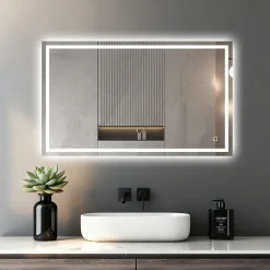 Mon Beau bain Miroir LED Réversible pour Salle de Bain 80x100 cm - Anti-Buée avec Interrupteur Tactile* Miroir Lumineux