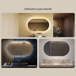 Artforma Miroir LED Salle de Bain - - Ovale - 120x70cm - LED Dual + interrupteur tactile + anti-buée* Miroir Lumineux
