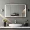 Saniland Miroir LED Salle de bain 120x70cm avec horloge digitale et hauts parleurs Bluetooth