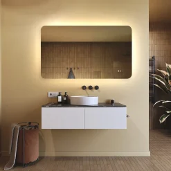Artforma Miroir LED Salle de Bain - - Forme arrondie - 120x70cm - LED Dual + interrupteur tactile + anti-buée