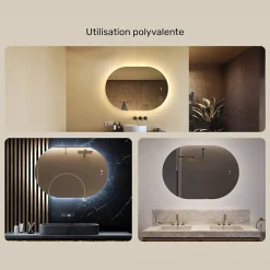 Artforma Miroir LED Salle de Bain - - Ovale - 100x70cm - LED Dual + interrupteur tactile + anti-buée* Miroir Lumineux