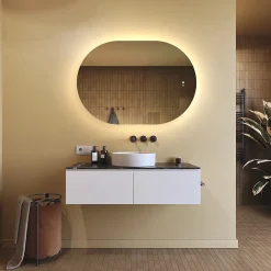 Artforma Miroir LED Salle de Bain - - Ovale - 100x70cm - LED Dual + interrupteur tactile + anti-buée* Miroir Lumineux