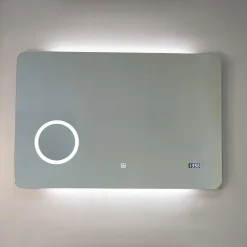 Kiamami Valentina Miroir Led 100X70 Avec Allumage Tactile Et Horloge Digitale Intégrée
