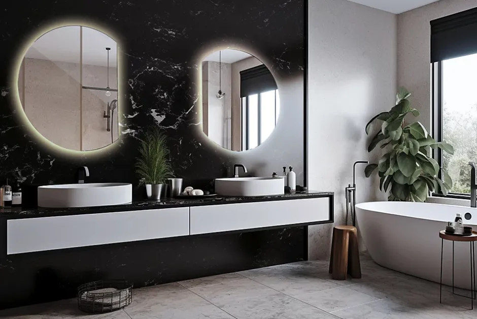 Tulup Miroir LED 84x100 cm contemporain lumière neutre 1 pc