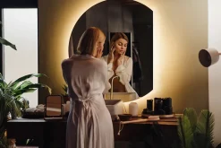 Tulup Miroir LED 70x80 cm style épuré lumière chaude 1 pc* Miroir Lumineux