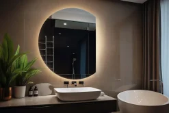 Tulup Miroir LED 70x80 cm style épuré lumière chaude 1 pc* Miroir Lumineux