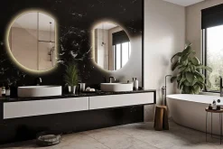 Tulup Miroir LED 70x80 cm style épuré lumière chaude 1 pc* Miroir Lumineux
