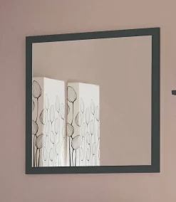 Dmora Miroir Lelia, Miroir de salle de bain, 100% Made in Italy, 60x2h60 cm, Anthracite Brillant* Miroir Simple