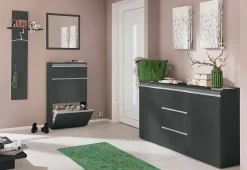 Dmora Miroir Lelia, Miroir de salle de bain, 100% Made in Italy, 60x2h60 cm, Anthracite Brillant* Miroir Simple