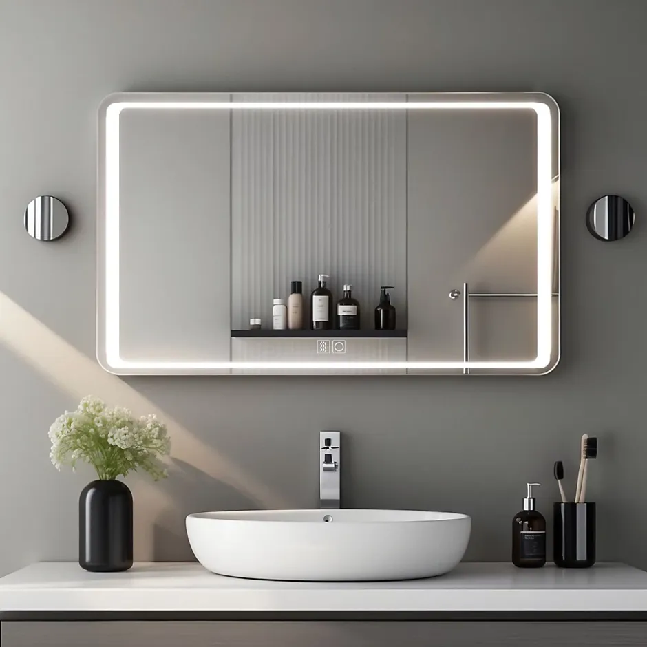 Saniland Miroir lumineux 90x65 pour salle de bain antibuée boutons tactiles lumière froide