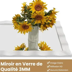 Giantex Miroir Mural 106 x 71,5 cm, Cadre en Bois d'Hévéa, Miroir de Courtoisie à Suspension, pour Salle de Bain, Salon, Entrée, Blanc* Miroir Grossissant