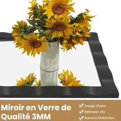 Giantex Miroir Mural 106 x 71,5 cm,Cadre en Bois d'Hévéa, Miroir de Courtoisie à Suspension, pour Salle de Bain, Salon, Entrée, Noir