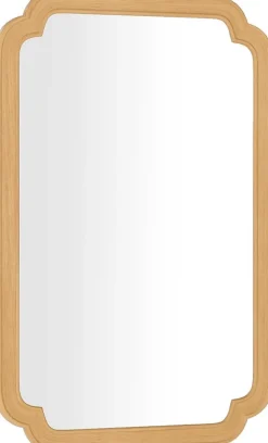Giantex Miroir Mural 90 x 60 CM,Coins Arrondis Style Rustique Haute Définition pour Salle de Bain,Salon,Entrée,Chambre,Suspension,Naturel* Miroir Grossissant
