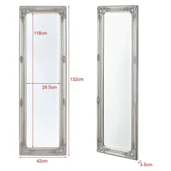 Helloshop26 Miroir mural 132 x 42 x argente