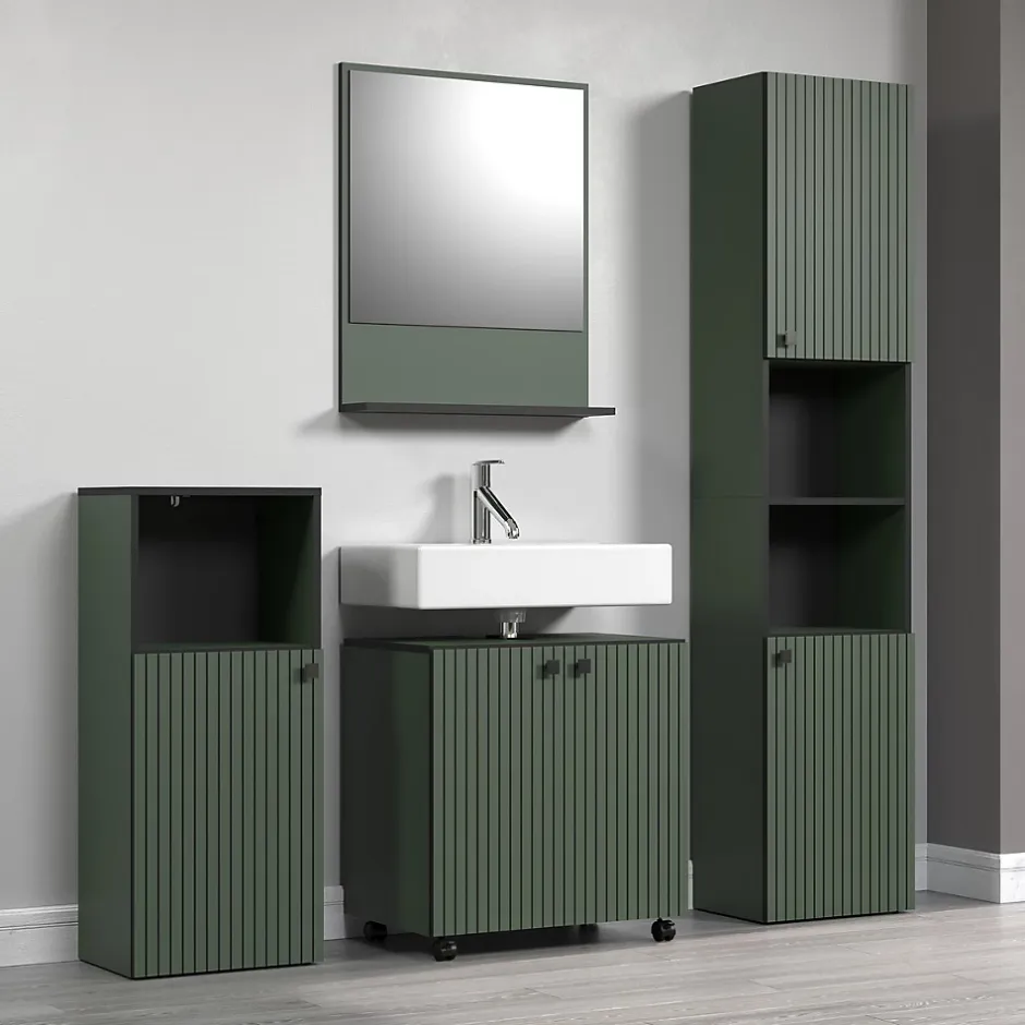 Calicosy Miroir mural avec 1 tablette L60 cm - PUREBLISS* Etagère Salle De Bains