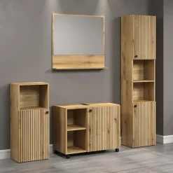 Calicosy Miroir mural avec 1 tablette L80 cm - PUREBLISS* Etagère Salle De Bains