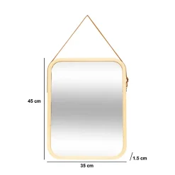 5Five Miroir mural avec lanière en cuir 45x35cm - Marron-