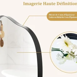 Giantex Miroir Mural Décoratif, avec Réflexion HD Claire, Cadre en Bois 2 Méthodes de Suspension pour Entrée,Salon(Or,78 x 56,5cm) (Noir)* Miroir Grossissant