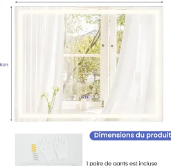 Giantex Miroir Mural de Salle de Bain LED Antibuée avec Interrupteur Tactile 3 Couleurs Luminosité Réglable Rectangulaire