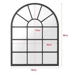 Helloshop26 Miroir mural forme fenêtre arrondie 80 noir* Miroir Simple