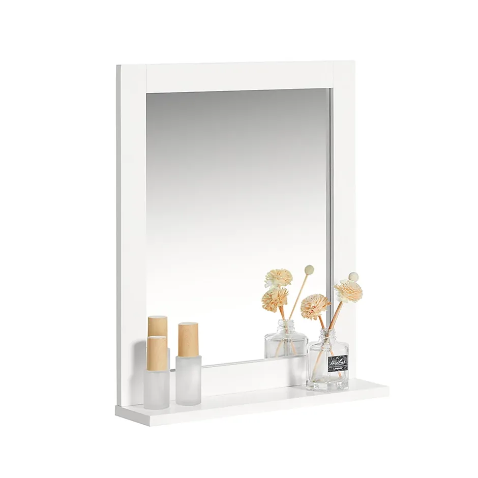 Sobuy Miroir Mural Meuble Salle de Bain avec 1 étage plateau, FRG129-W,* Armoire De Toilette