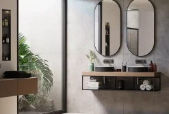 Bernstein Miroir mural oval design de salle de bain avec cadre en aluminium noir - 8144B - 60x120cm* Miroir Simple
