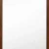 Giantex Miroir Mural Peu Encombrant,avec Cadre en Bois Massif,Miroir HD,4 Crochets de Fixation,pour Salon,Chambre, Balcon, Entrée, Noyer