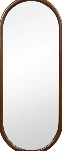 Giantex Miroir Mural Peu Encombrant,avec Cadre en Bois Massif,Miroir HD,4 Crochets de Fixation,pour Salon,Chambre, Balcon, Entrée, Noyer