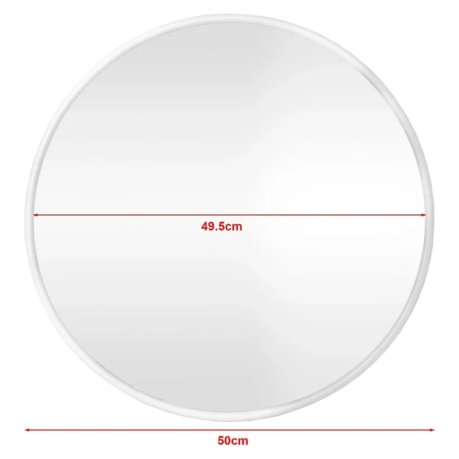 Helloshop26 Miroir mural rond 50 cm blanc blanc