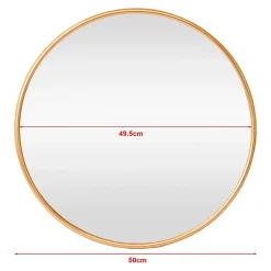 Helloshop26 Miroir mural rond 50 cm dore