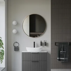 Bernstein Miroir mural rond design de salle de bain, cadre en aluminium, verre 4mm - 8232 - Couleur et 80cm, Or* Miroir Simple