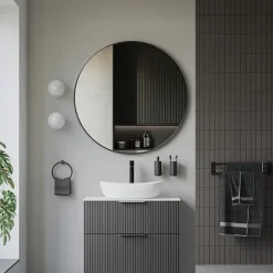 Bernstein Miroir mural rond design de salle de bain, cadre en aluminium, verre 4mm - 8232 - Couleur et Noir, 100cm