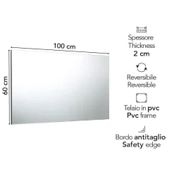 Kiamami Valentina Miroir Mural 100X60 Avec Bord Anti-Coupure* Miroir Grossissant