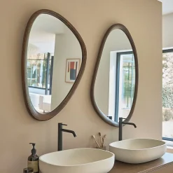 Berah Getah Miroir organique en mindi massif finition noyer 60x90 cm* Miroir Simple