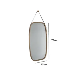 5Five Miroir ovale lanière cuir 77x43cm -
