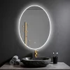 Saniland Miroir ovale LED 50x70 cm lumière dimmable 2700 6000 K, zone anti-buée et minuterie 60 min* Miroir Lumineux
