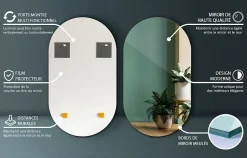 Tulup Miroir ovale 58x100 cm grand format intérieur 1 pièce