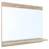 [En.Casa] Miroir pour salle de bains Krildihana 60 x 50 x 12 cm effet chêne en.casa* Miroir Simple