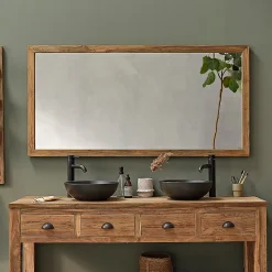 Berah Getah Miroir rectangulaire en teck recyclé massif* Miroir Simple