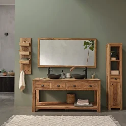 Berah Getah Miroir rectangulaire en teck recyclé massif* Miroir Simple
