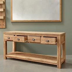 Berah Getah Miroir rectangulaire en teck recyclé massif* Miroir Simple